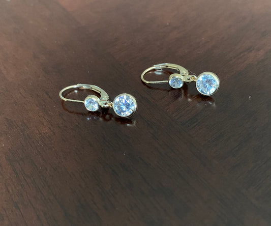 Gold Filled CZ Drop Classic Earrings