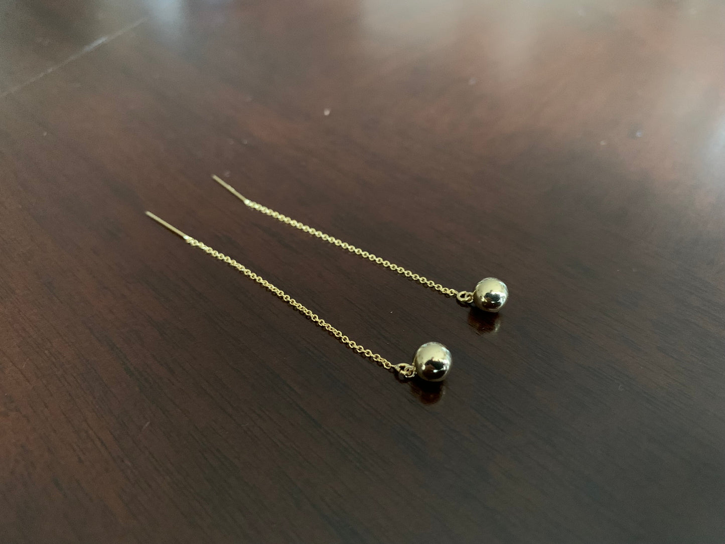 Gold Filled Ear Threads with Gold Ball Charm