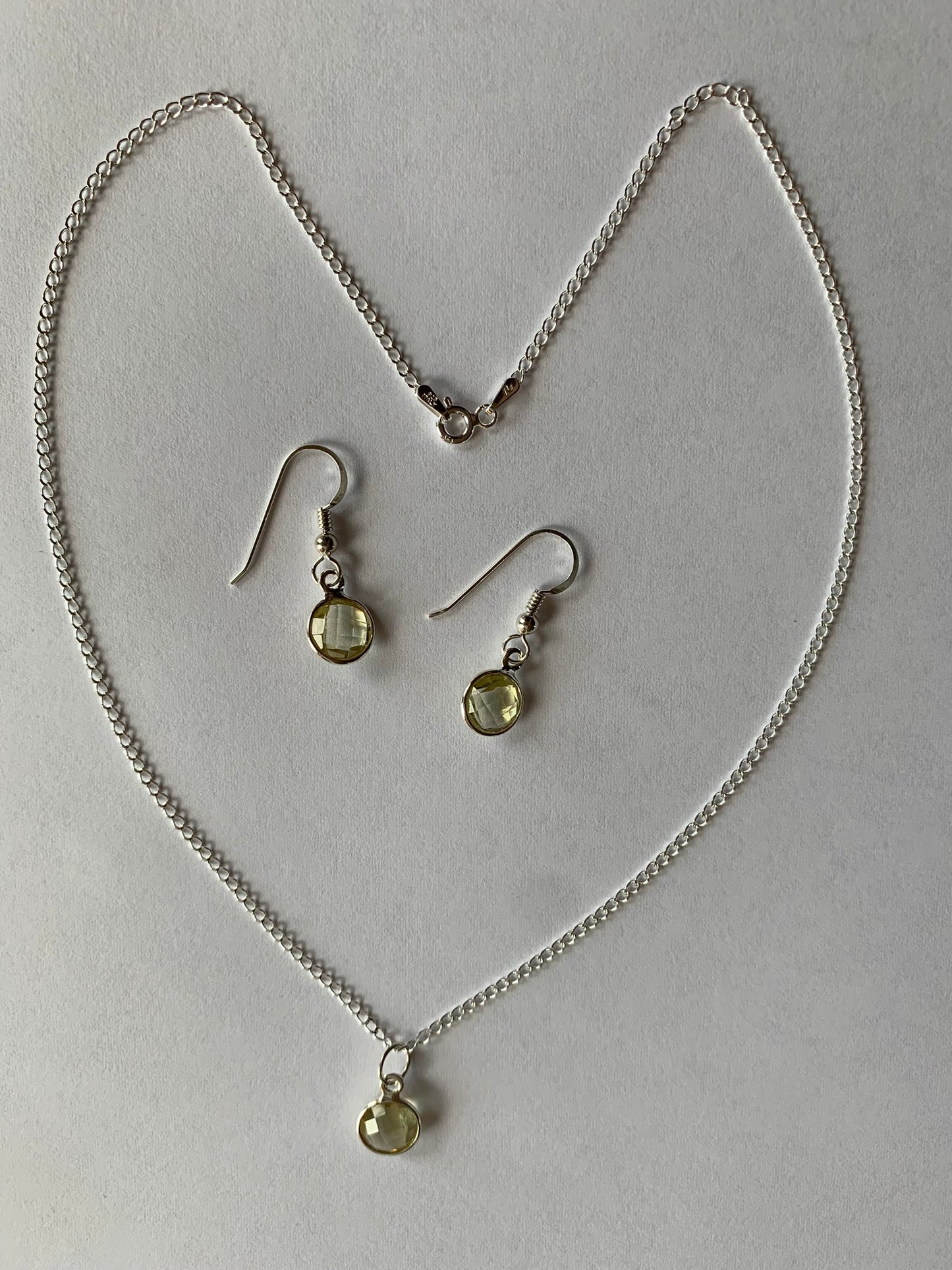 Lemon Quartz Gemstone Sterling Silver Necklace