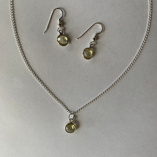Lemon Quartz Gemstone Sterling Silver Necklace
