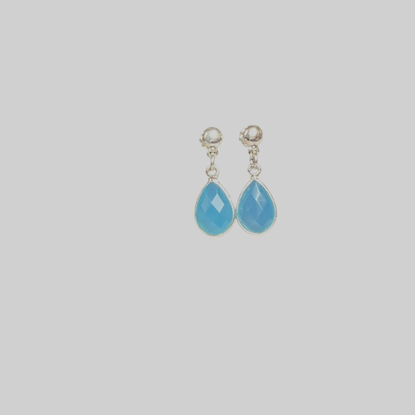 Blue Chalcedony Silver Post Earrings