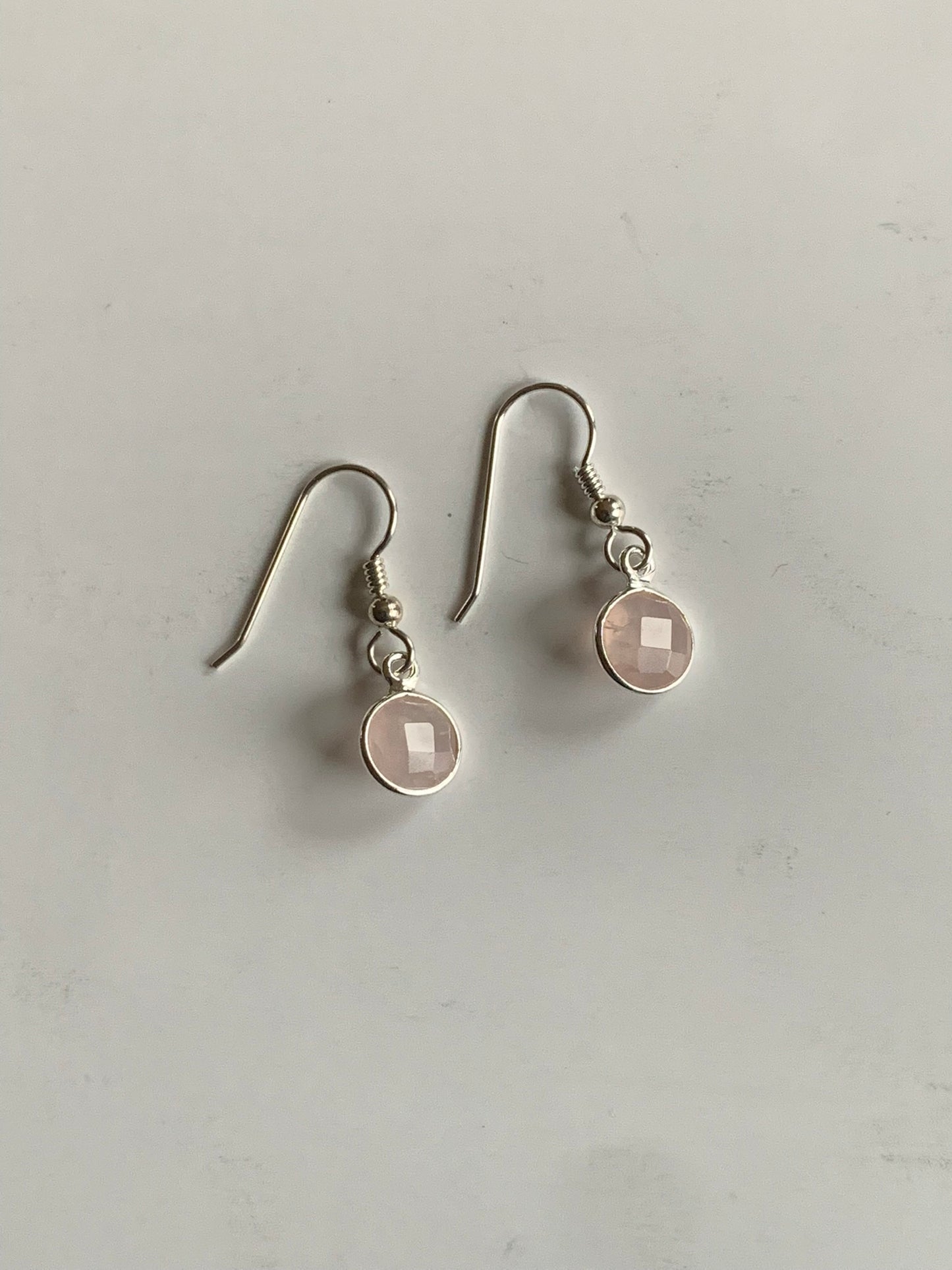 Rose Quartz Silver Drop Earrings