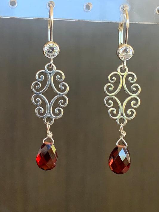 Silver & Garnet Earrings