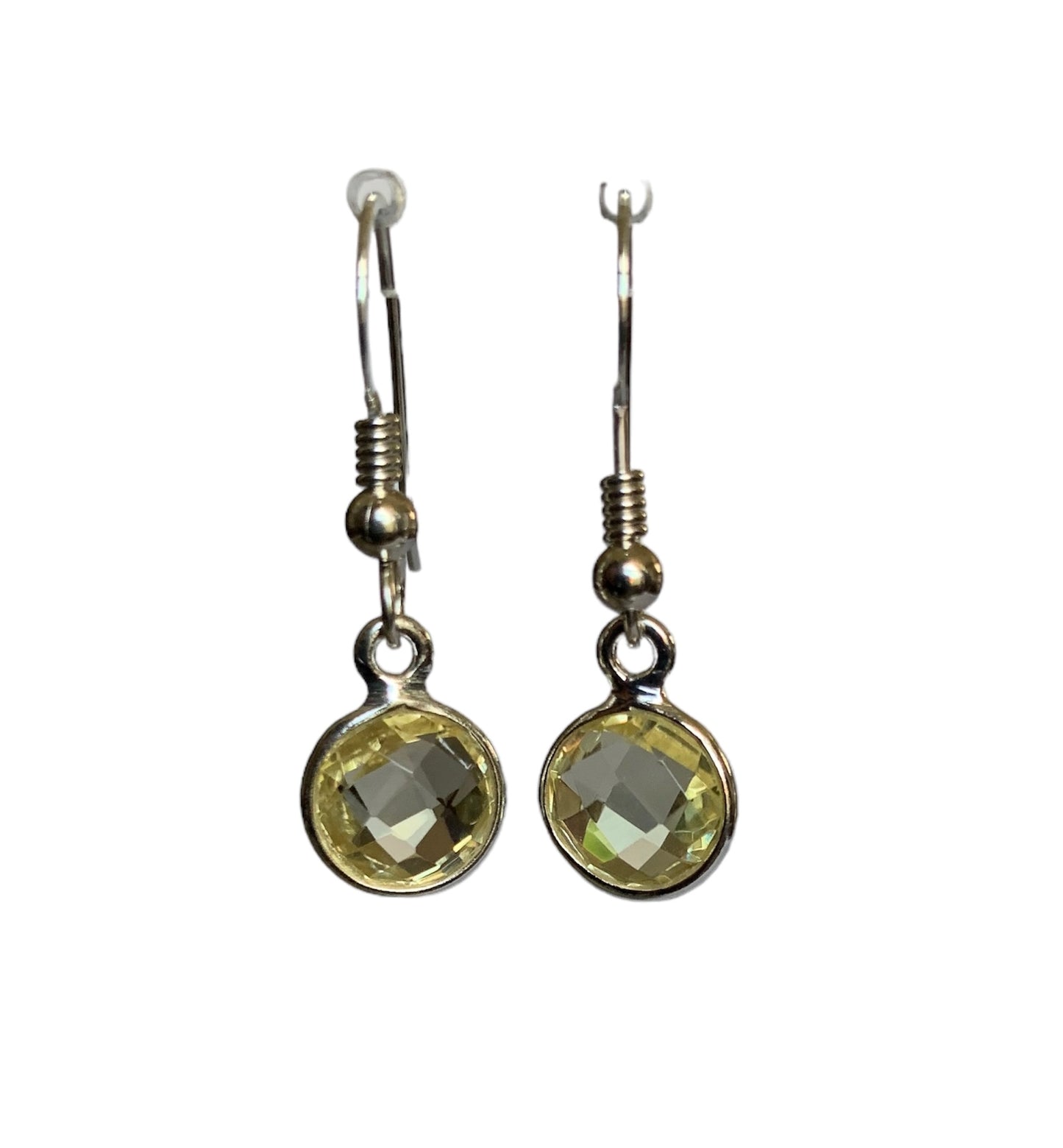 Lemon Quartz Silver Drop Earrings