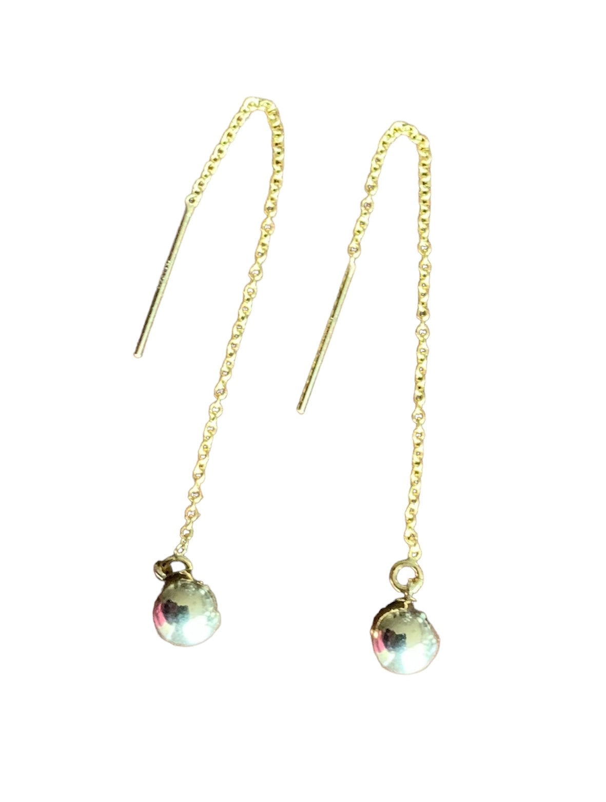 Gold Filled Ear Threads with Gold Ball Charm