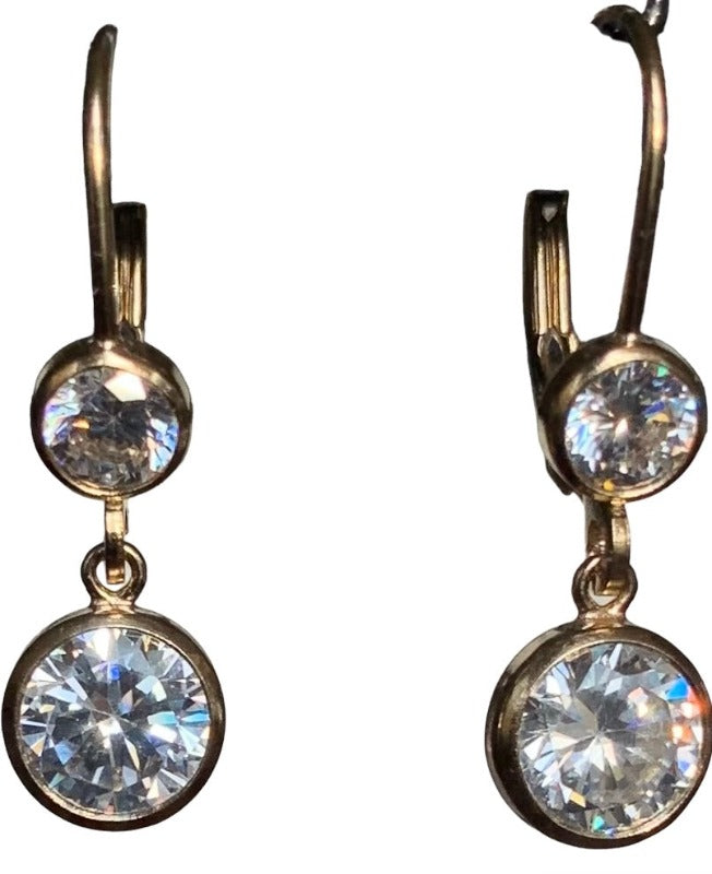 Gold Filled CZ Drop Classic Earrings