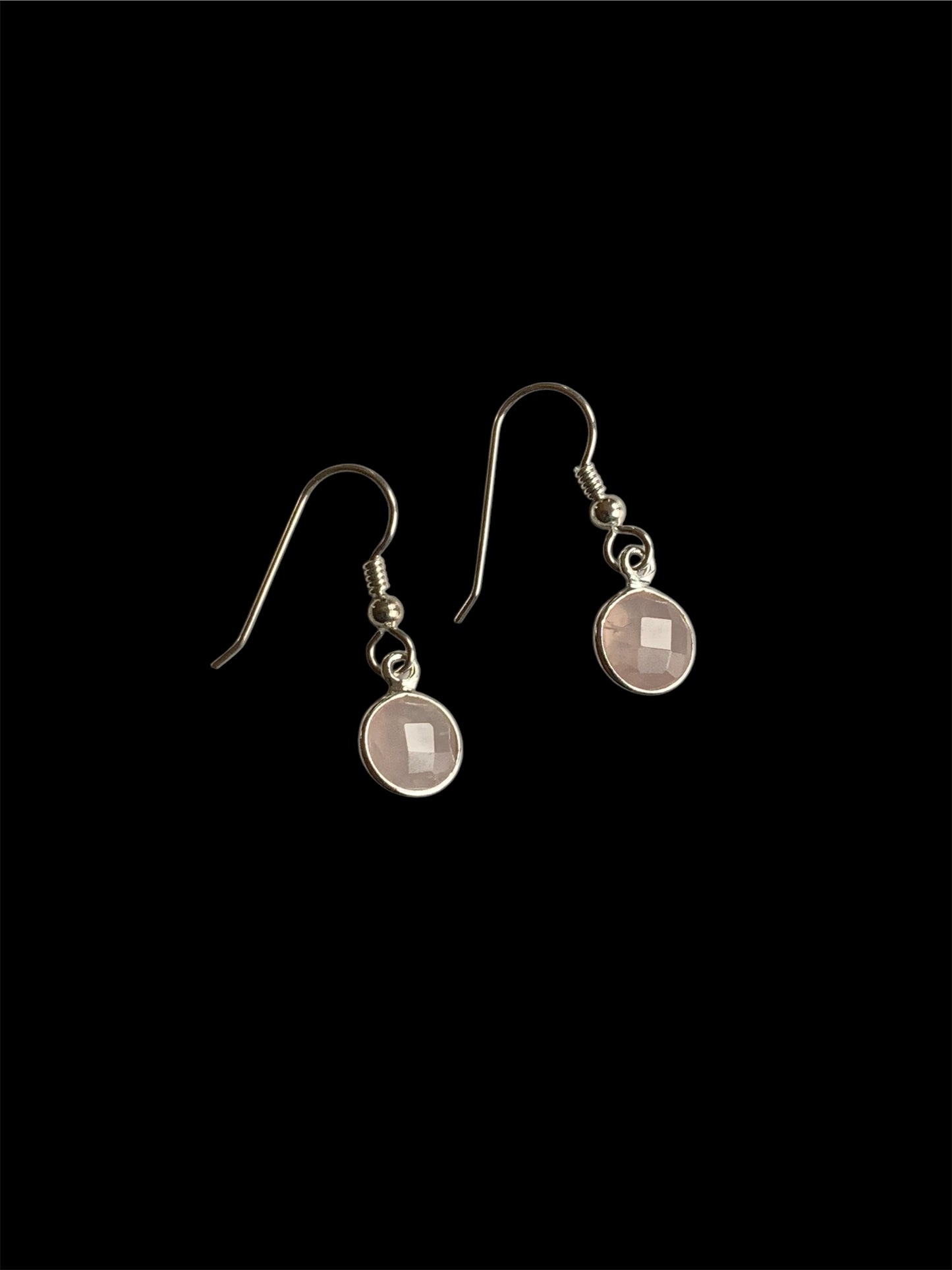 Rose Quartz Silver Drop Earrings