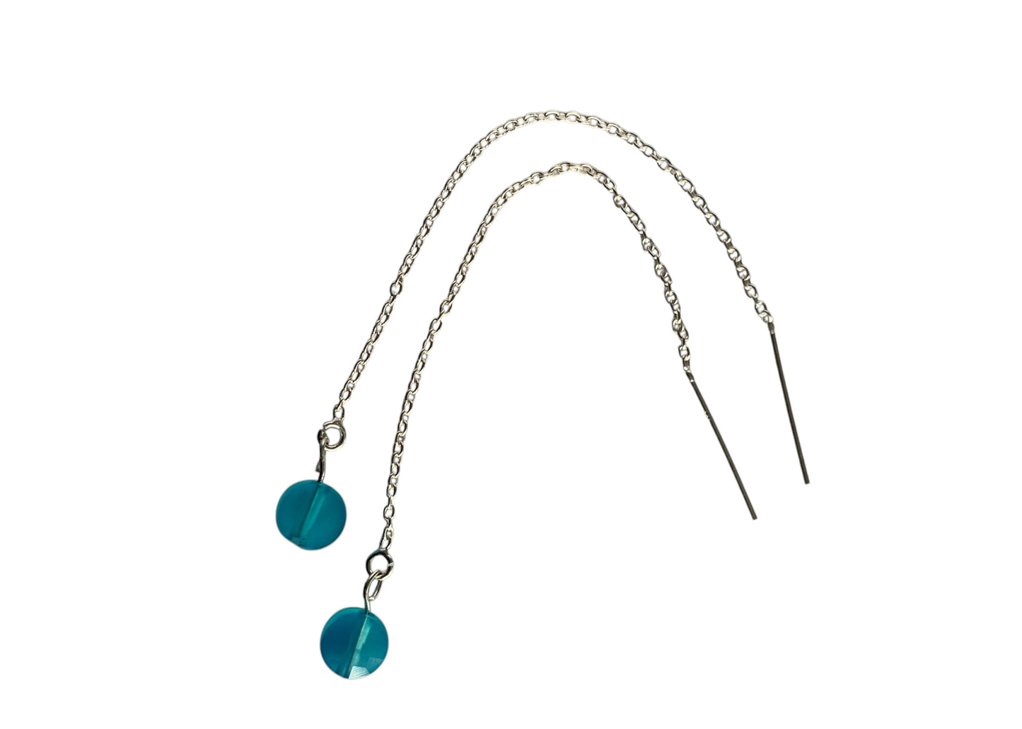 Blue Apatite Silver Threader Earrings