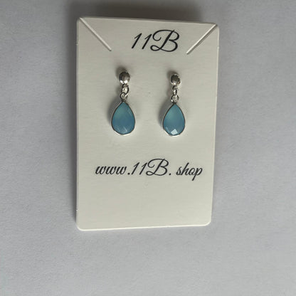 Blue Chalcedony  Silver Post Earrings