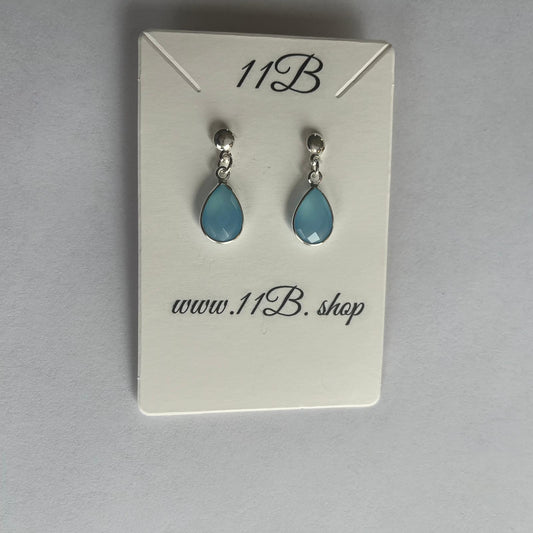 Blue Chalcedony  Silver Post Earrings
