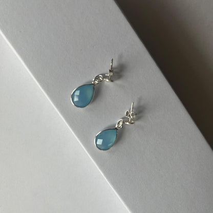 Blue Chalcedony  Silver Post Earrings