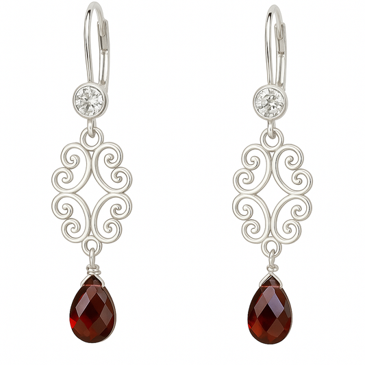 Silver & Garnet Earrings