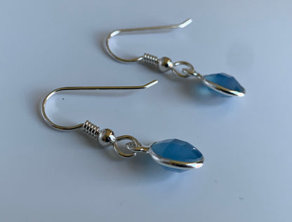 Blue Chalcedony Silver Earrings