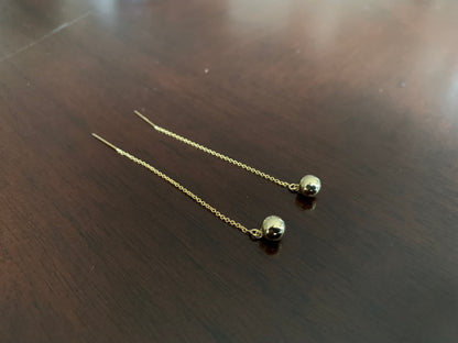 Gold Filled Ear Threads with Gold Ball Charm