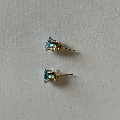 Blue Topaz Silver Stud Earrings