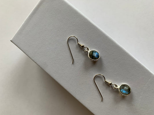 Genuine Labradorite Silver Earrings
