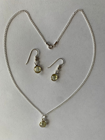 Lemon Quartz Gemstone Sterling Silver Necklace