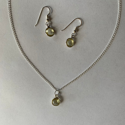 Lemon Quartz Gemstone Sterling Silver Necklace