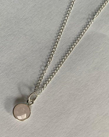 Rose Quartz Gemstone Sterling Silver Necklace