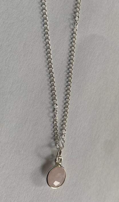 Rose Quartz Gemstone Sterling Silver Necklace
