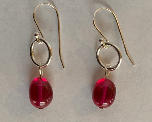 Silver Circle Bead Earrings