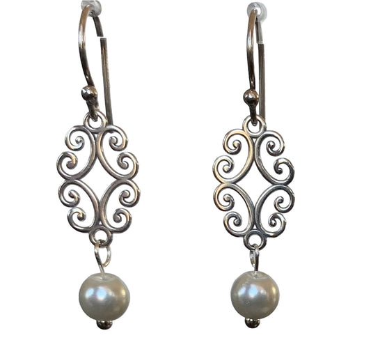 Pearl drop sterling silver earrings