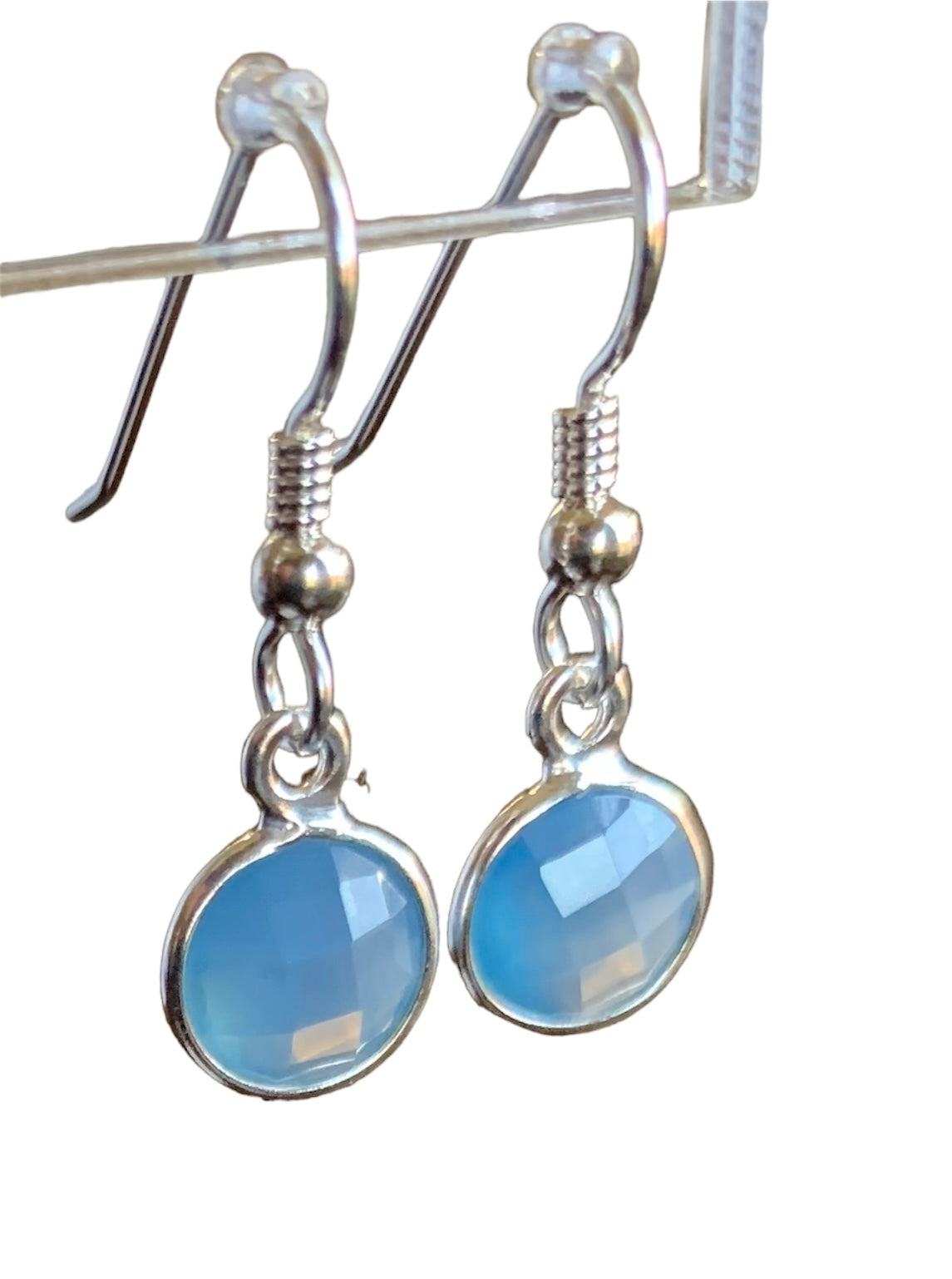 Blue Chalcedony Silver Earrings