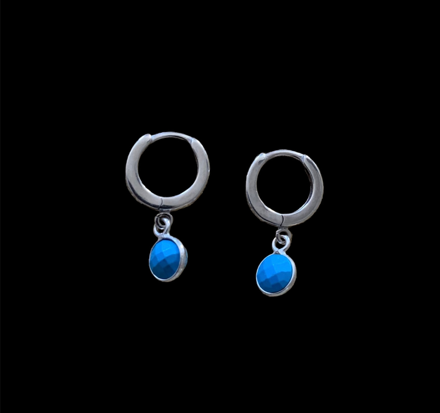 Turquoise Silver Huggie Earrings