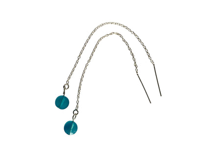 Blue Apatite Silver Threader Earrings
