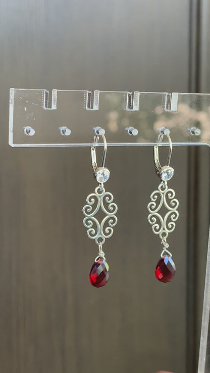 Silver & Garnet Earrings